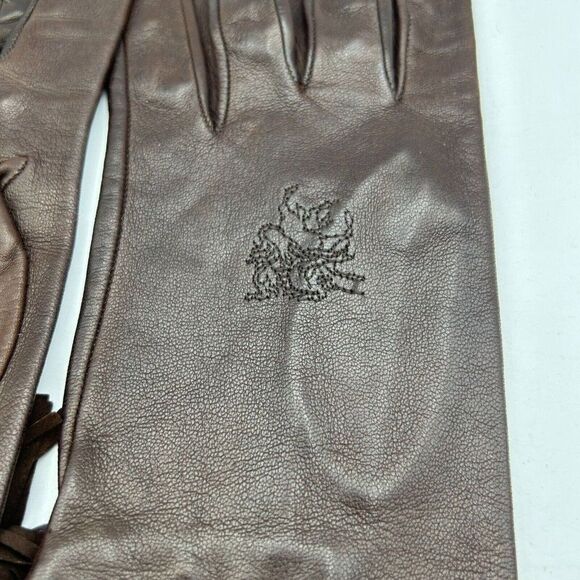 Philip Treacy London Size 7 Soft Brown Leather Driving Gloves Vintage Embroidery - Picture 2 of 14